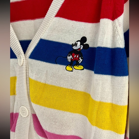 Disney 100 Mickey Mouse Multi-Color Striped Oversized Cardigan Size Medium - Picture 4 of 5